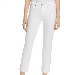 7FAMK white skinny jeans with distressed ankle